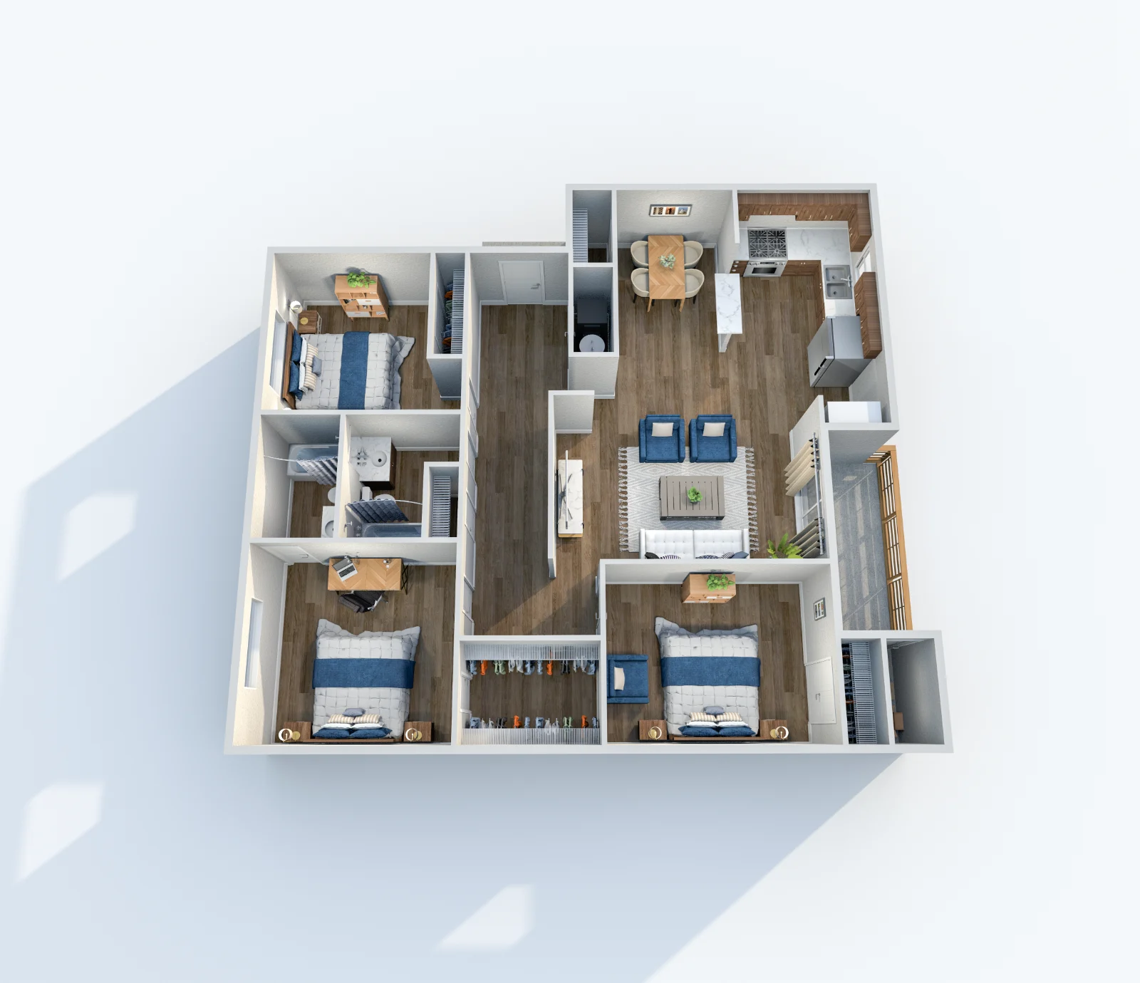 Boat House — floor plan, Plan C1 · 3 bed · 2 baths · 1,168 sq ft